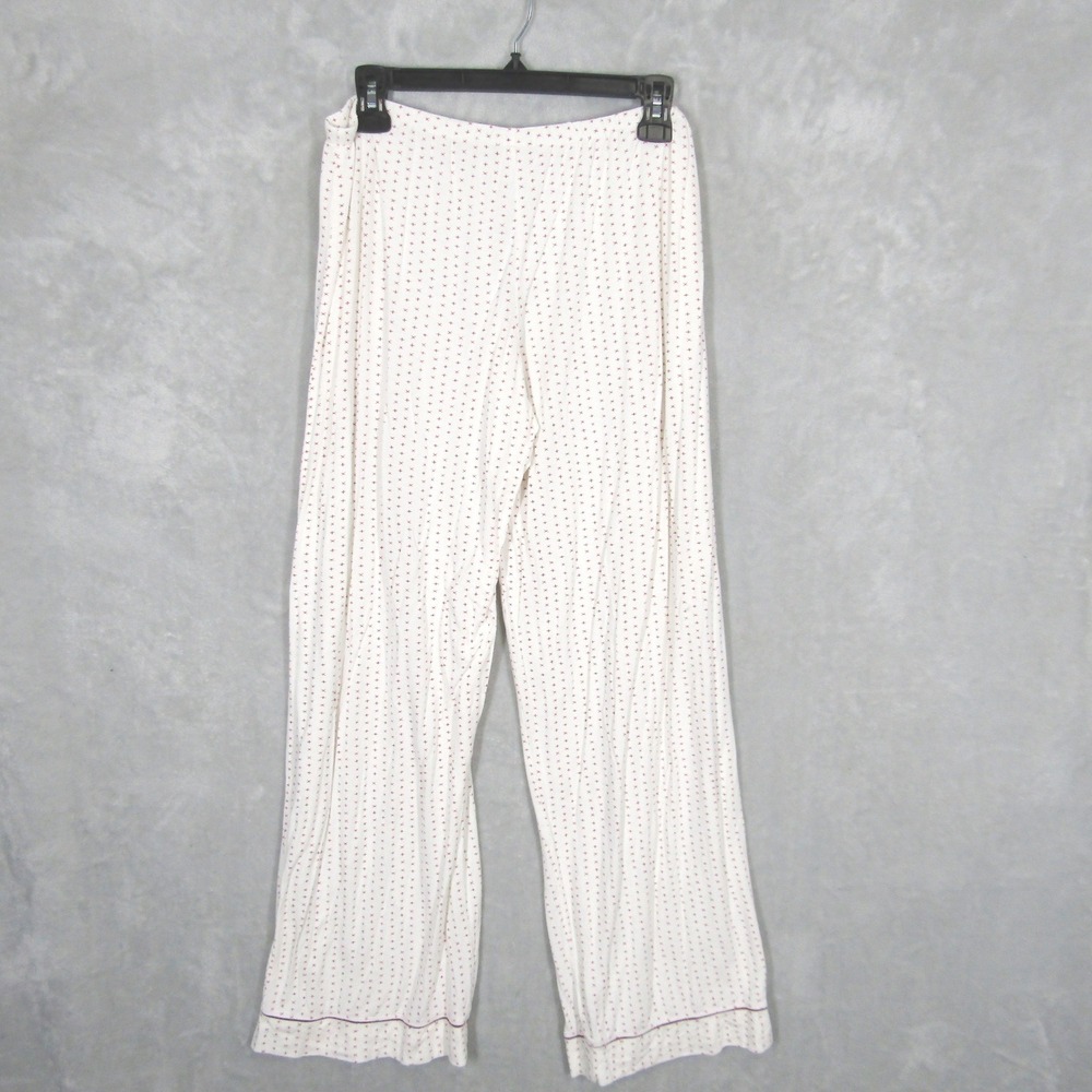 Eberjey Gisele Pajama Set Womens XL White Red Cross Print Modal Long Sleeve Pant - Picture 3 of 16